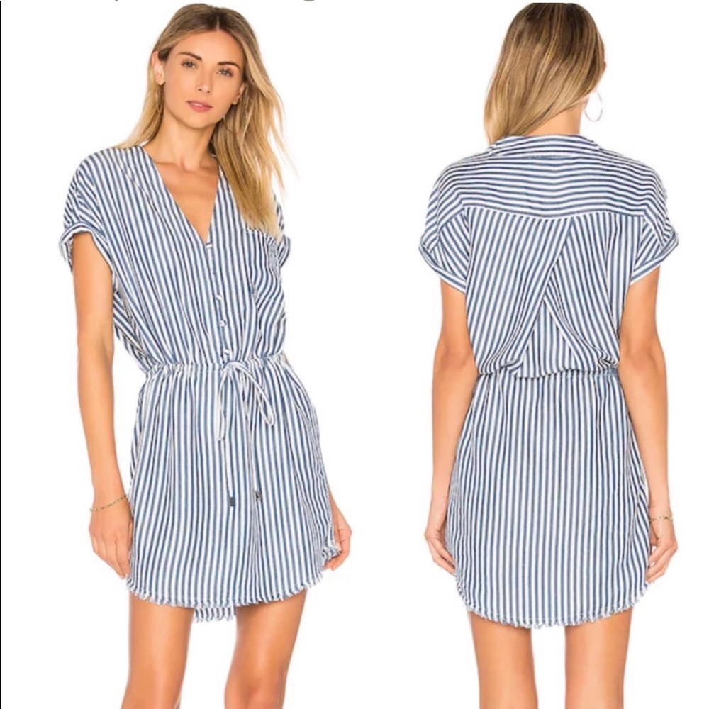 PAIGE Haidee Drawstring Waist Striped Dress Sz XL